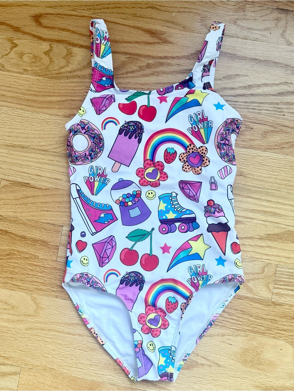 Lola + The Boys Pink Rainbow Summertime Fun Graphic One-Piece Swimsuit